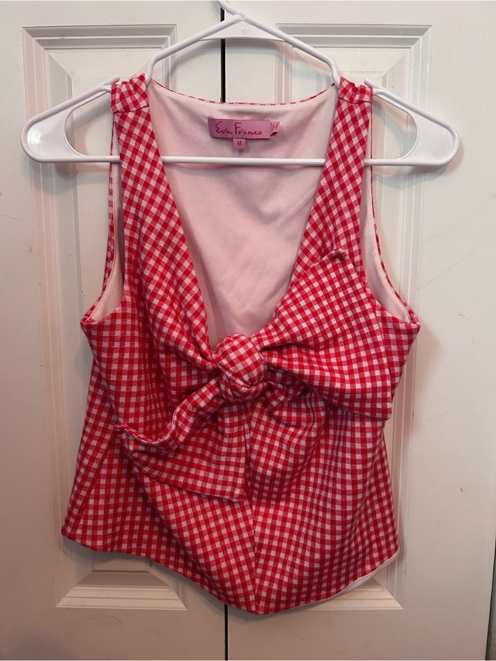 Eva Franco Red Gingham Bow Tank